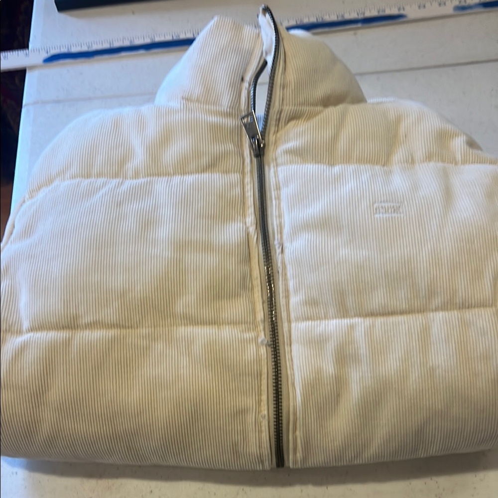 White Puffer Jacket XS Corduroy thickly lined - Picture 13 of 13